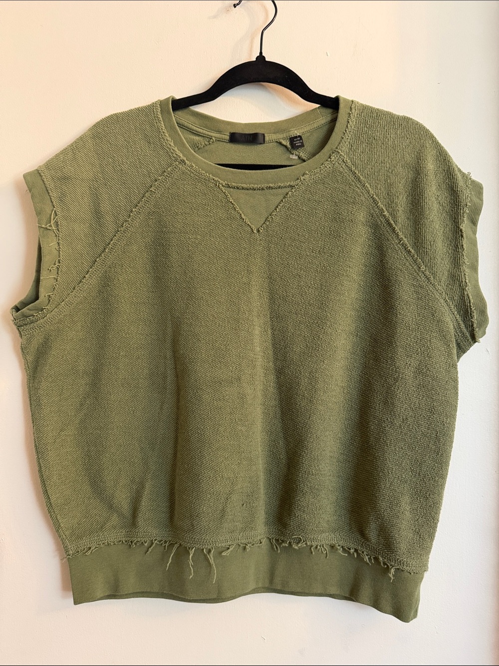 ATM Destroyed Wash French Terry Raglan Sweatshirt in Agave medium